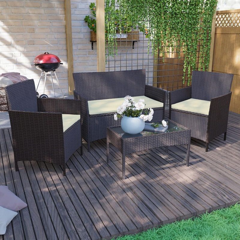 Garden Vida Kendal 4 darabos kerti ülőgarnitúra szett, rattan - barna (‎3331425)