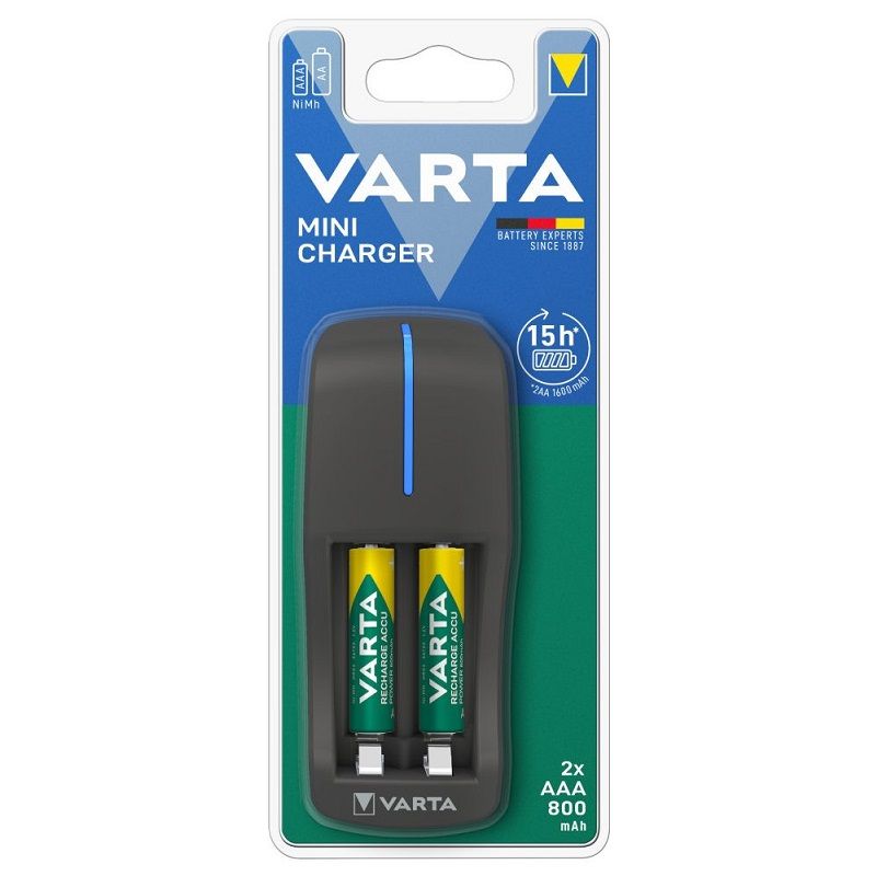 VARTA mini töltő + 2 db AAA 800 mAh akkumulátor (57646201421)