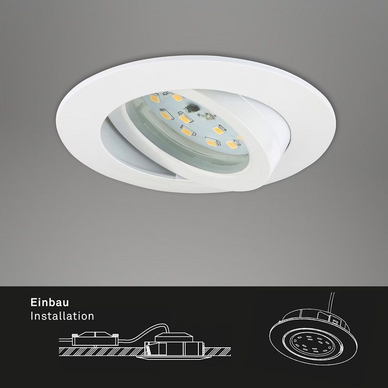 Briloner beépíthető, dimmelhető led lámpa, 5,5W, 470lum, 3000K, IP23, 8,2cm, 3 darabos készlet - fehér (7232036) Briloner beépíthető, dimmelhető led lámpa, 5,5W, 470lum, 3000K, IP23, 8,2cm, 3 darabos készlet - fehér (7232036)