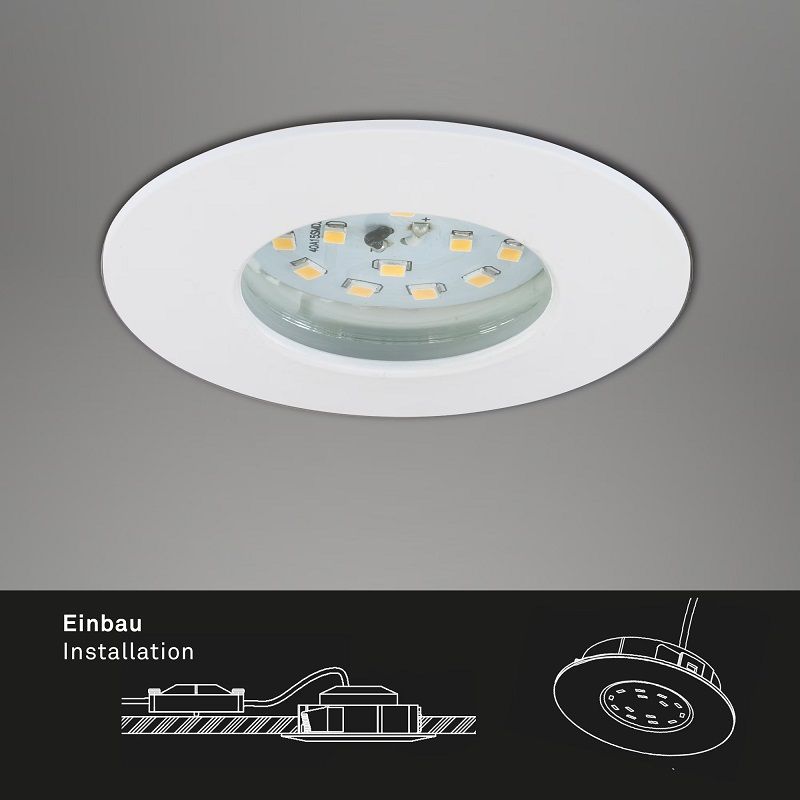 Briloner beépíthető, dimmelhető led lámpa, 6,5W, 570lum, 3000K, IP44, 7,5cm, 3 darabos készlet - fehér (7295036)