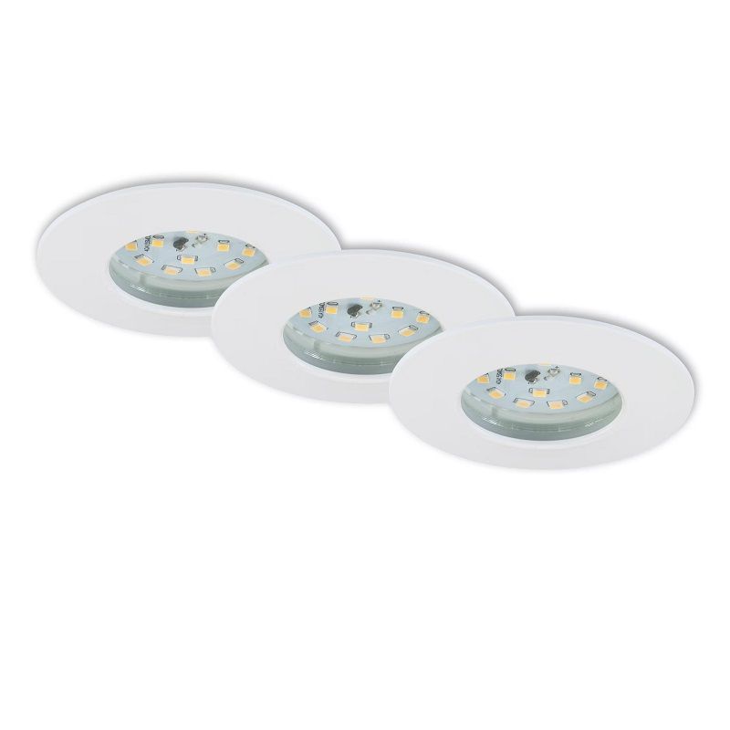 Briloner beépíthető, dimmelhető led lámpa, 6,5W, 570lum, 3000K, IP44, 7,5cm, 3 darabos készlet - fehér (7295036)