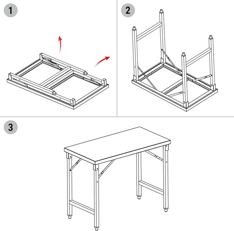 GGM Gastro ATH106 összecsukható munkaasztal, 1000x910x600mm - rozsdamentes acél