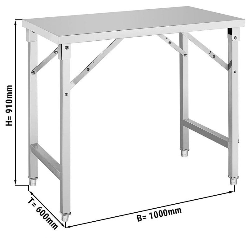 GGM Gastro ATH106 összecsukható munkaasztal, 1000x910x600mm - rozsdamentes acél