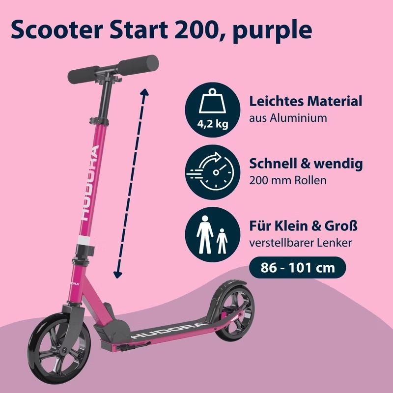 Hudora Start 200 összecsukható roller - lila (14464)