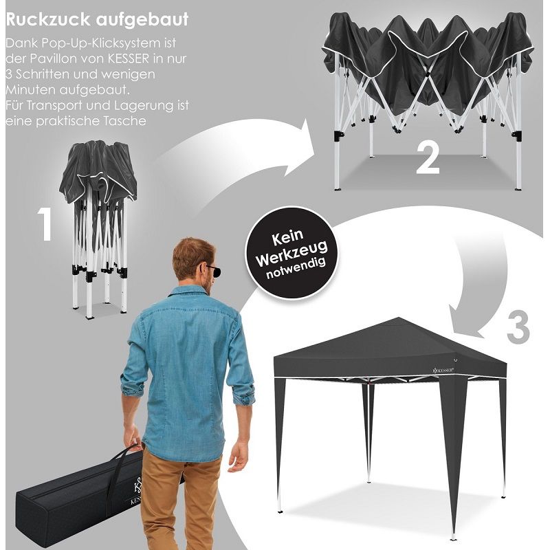 Kesser Capri pop-up pavilon, 3x3m, hordtáskában - antracit