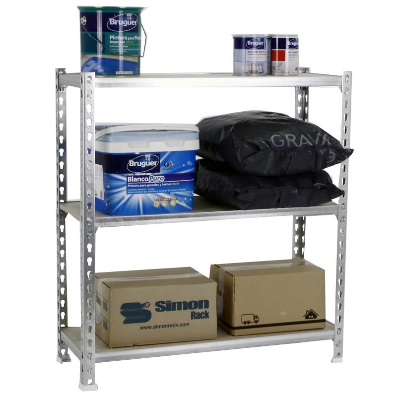 Simon Rack Maderclick Superplus 3 szintes fém polc, 100x110x40cm, 600kg-os teherbírással - horgonyzott