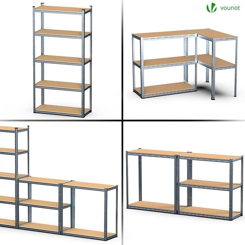 Vounot 5 szintes nagy teherbírású 2 darabos polckészlet, 180x90x40cm, 1750kg - ezüst (AM104038)