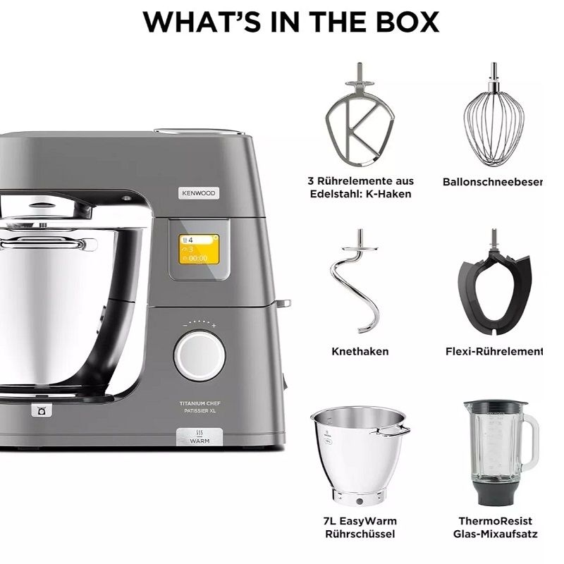 Kenwood Titanium Chef Patissier XL konyhai robotgép, 1730W, 7lit, 1.6lit turmixszal - ezüst (KWL90.034SI) Kenwood Titanium Chef Patissier XL konyhai robotgép, 1730W, 7lit, 1.6lit turmixszal - ezüst (KWL90.034SI)
