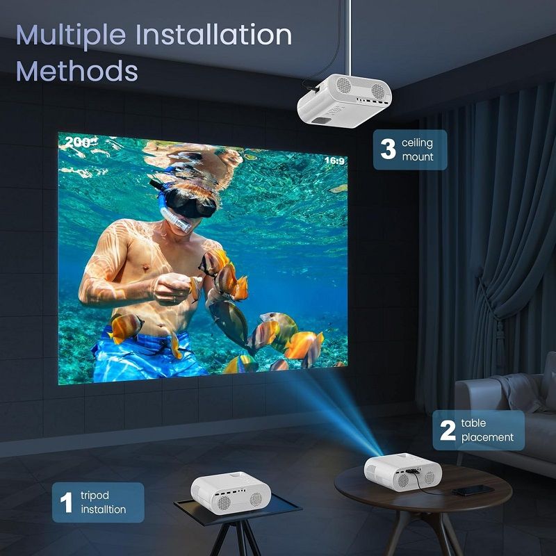 Hompow C10 hordozható FullHD projektor távirányítóval, bluetooth - fehér Hompow C10 hordozható FullHD projektor távirányítóval, bluetooth - fehér