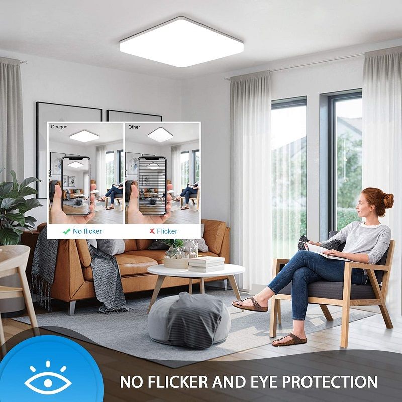 Oeegoo mennyezeti led lámpa, 18W, 2700K, 1800lum, IP44, 28x28x4.8cm - fehér Oeegoo mennyezeti led lámpa, 18W, 2700K, 1800lum, IP44, 28x28x4.8cm - fehér
