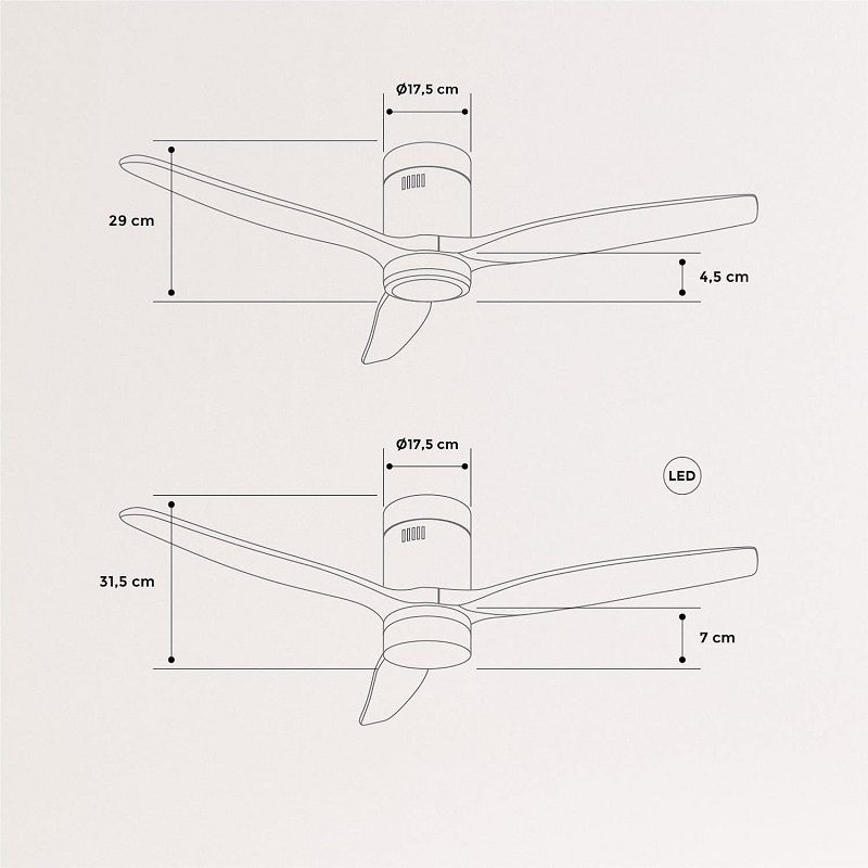 Create mennyezeti ventilátor, lámpával, távirányítóval, 40W - fekete/natúr (144973-312819)