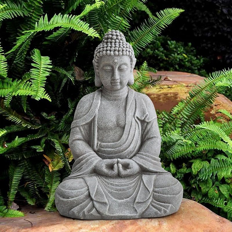 Sunjoy kerti nagy Buddha szobor, 51,5x36x28cm - szürke (D101012900)