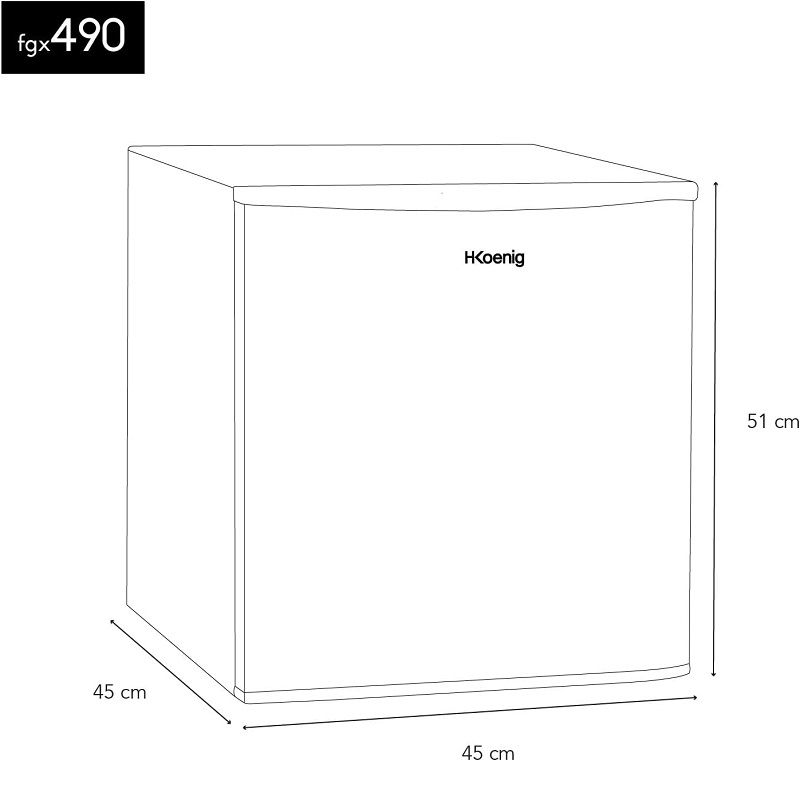 HKoenig FGX490 mini hűtőszekrény, 45lit, 51x45x45cm - szürke (szállítássérült)