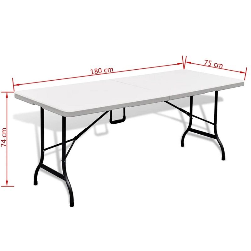 Mobever Pro összecsukható kempingasztal, 180x75x74cm - fehér (min. szállítássérült)