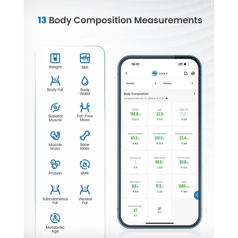 Renpho Elis Solar 1 napelemes testzsírmérleg, bluetooth, 180kg - fekete (R-A012)