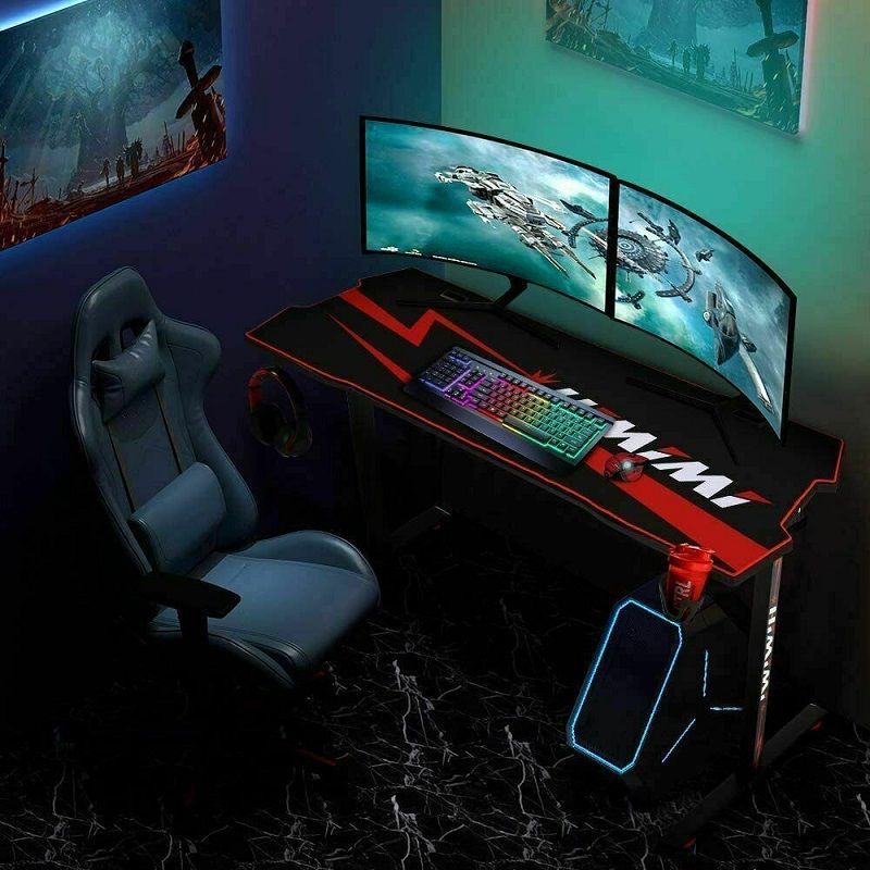 Himimi alumínium gamer asztal, kiegészítőkkel, 152x76x71cm - fekete (AMG005110)