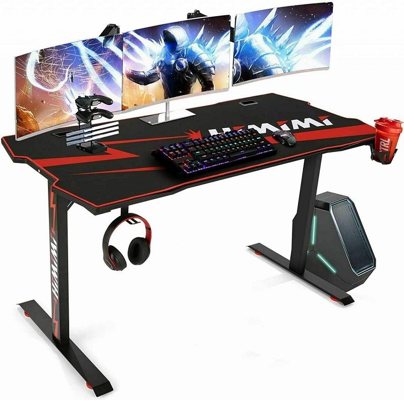 Himimi alumínium gamer asztal, kiegészítőkkel, 152x76x71cm - fekete (AMG005110)