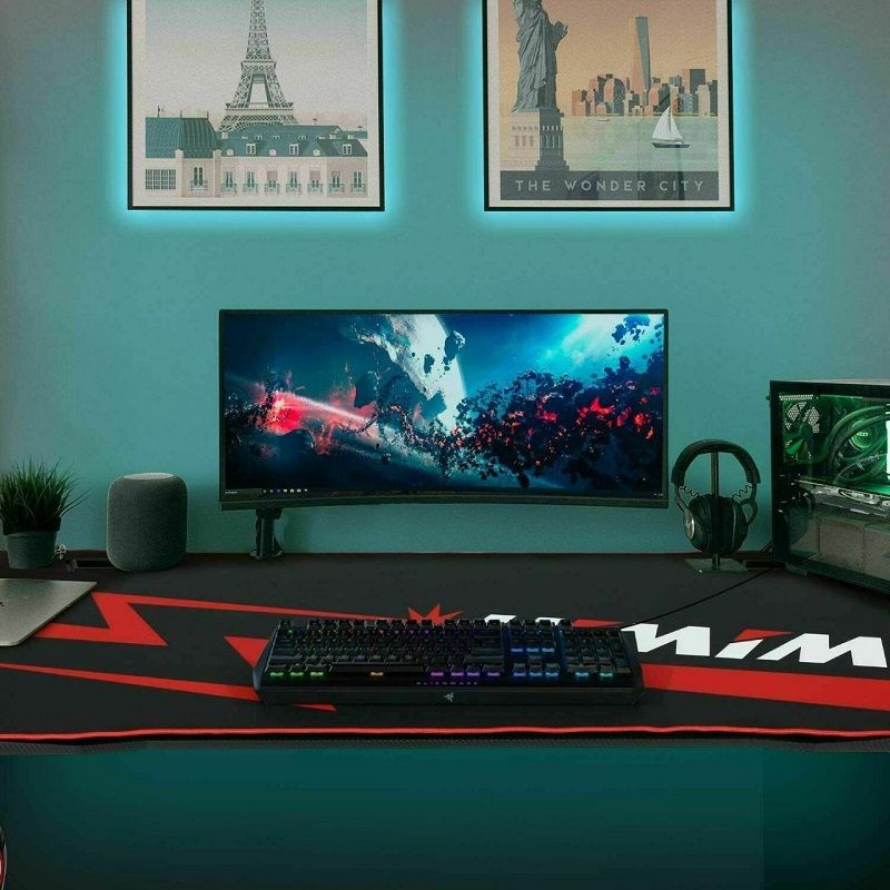 Himimi alumínium gamer asztal, kiegészítőkkel, 152x76x71cm - fekete (AMG005110)