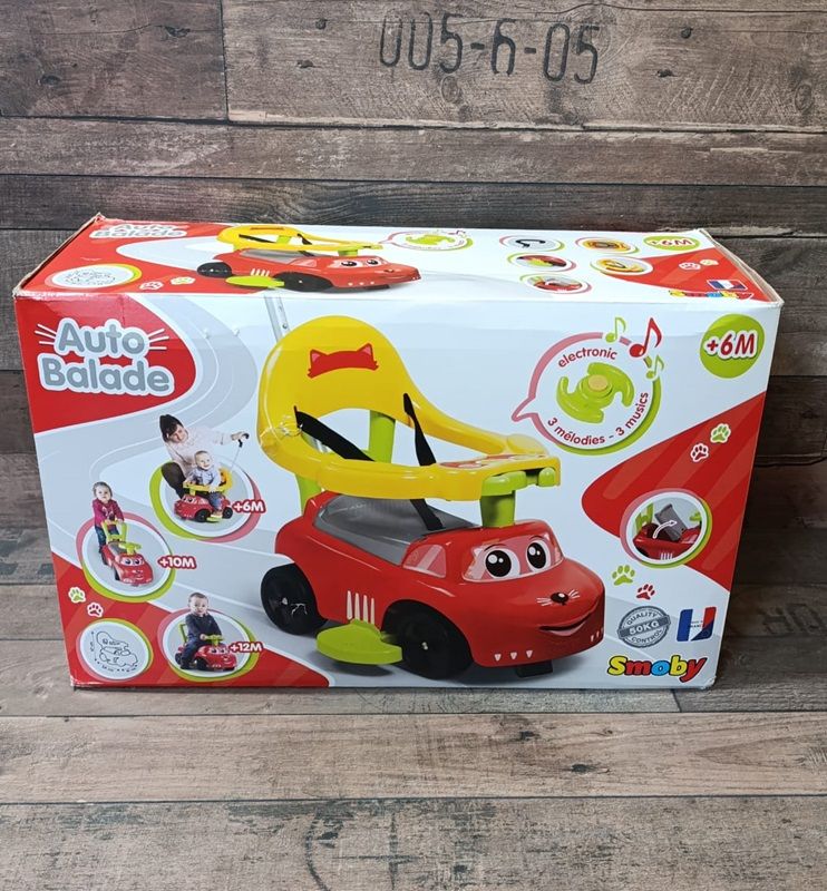 Smoby Auto Balade bébitaxi kiesésgátlóval, tolókarral, kürttel, 6 hónapos kortól (720618)