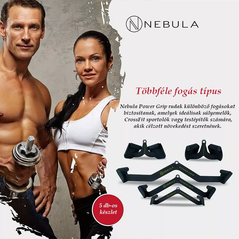 Nebula 5 darabos ergonomikus lehúzórúd készlet, kalapács markolattal, kondigépekhez - fekete