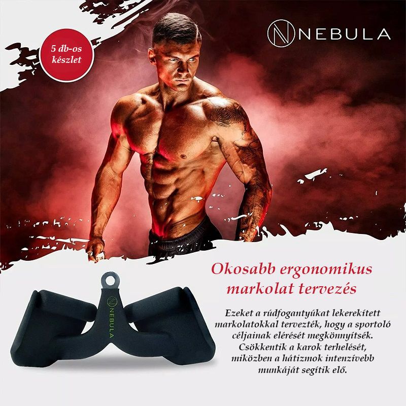Nebula 5 darabos ergonomikus lehúzórúd készlet, kalapács markolattal, kondigépekhez - fekete