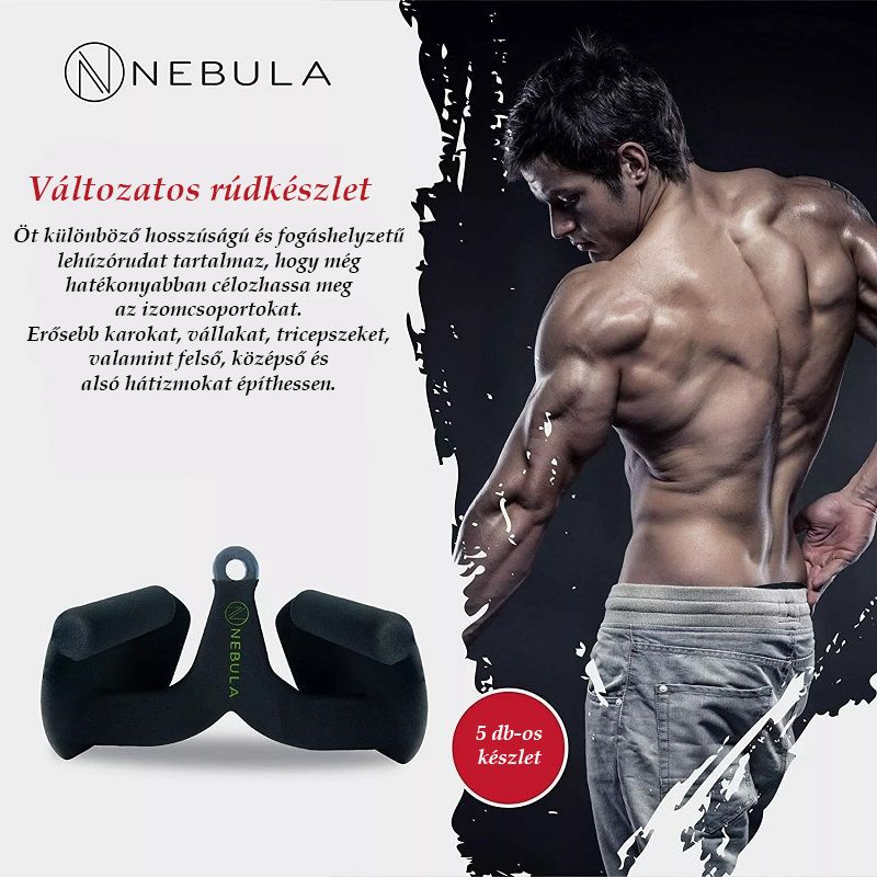 Nebula 5 darabos ergonomikus lehúzórúd készlet, kalapács markolattal, kondigépekhez - fekete