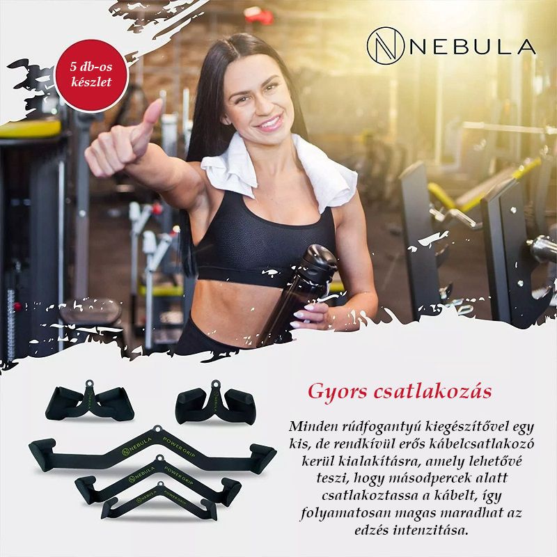 Nebula 5 darabos ergonomikus lehúzórúd készlet, kalapács markolattal, kondigépekhez - fekete