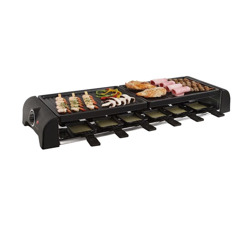 Livoo DOC185 raclette elektromos asztali grill, 12 fő részére, 1800W, 24x75x10cm - fekete (min. esztétikai hibával)