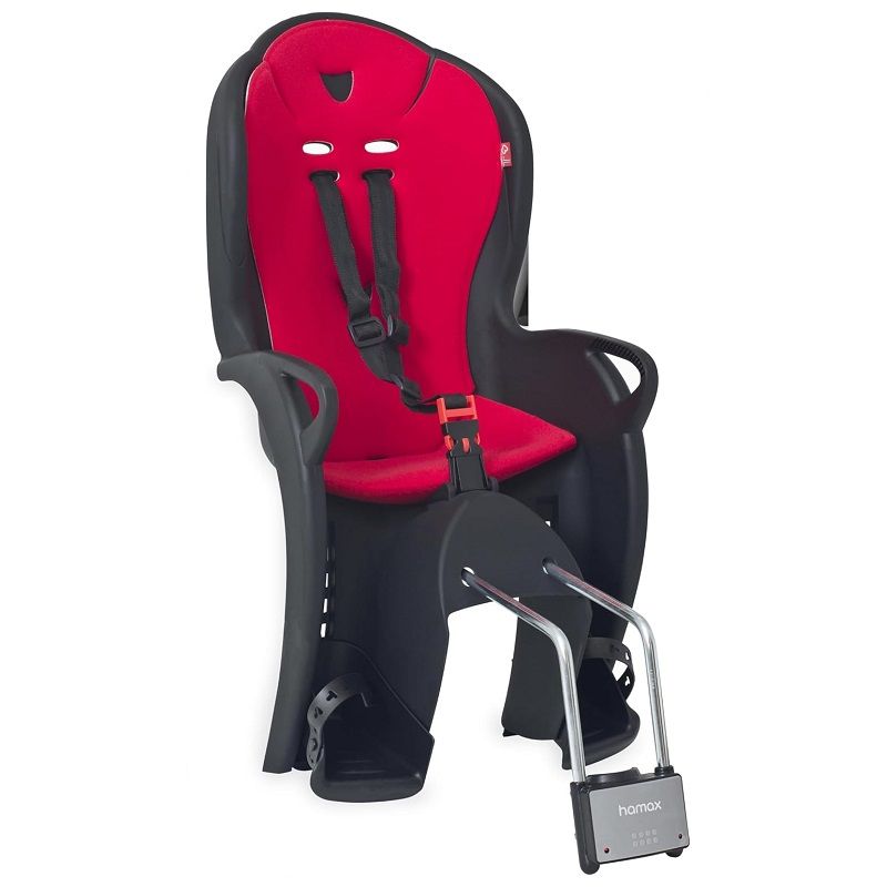 Hamax Kiss hátsó kerékpárülés a vázhoz - fekete/piros