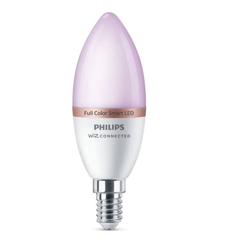 Philips intelligens RGB LED izzó, gyertya, Wi-Fi, Bluetooth, C37, E14, 4,9 W (40 W), 470 lm, színes fény Philips intelligens RGB LED izzó, gyertya, Wi-Fi, Bluetooth, C37, E14, 4,9 W (40 W), 470 lm, színes fény