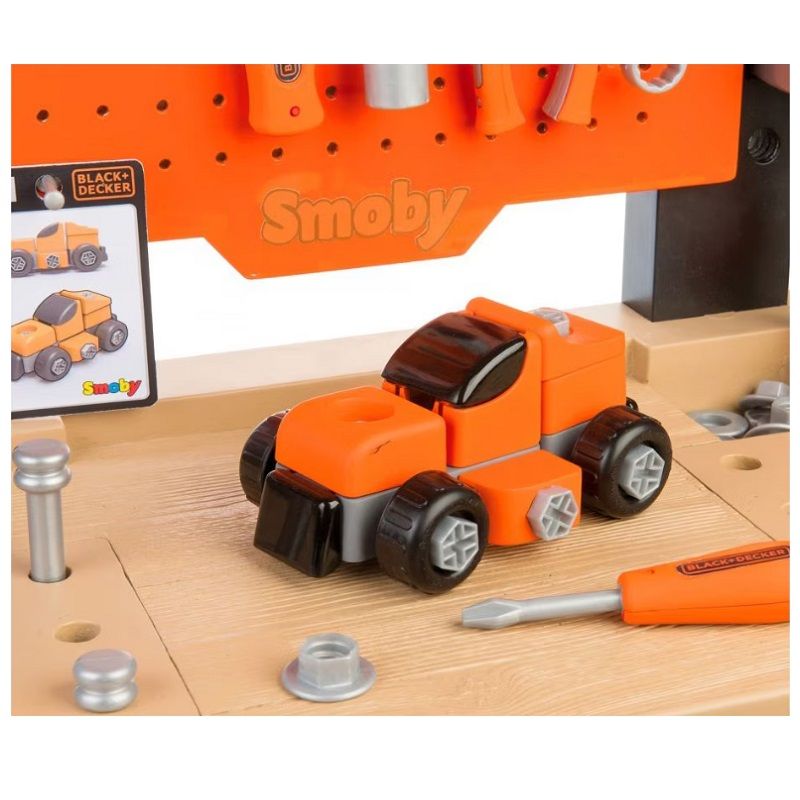 Smoby Black & Decker munkapad, fúrógéppel, kisautóval és 92 kiegészítővel (360701)