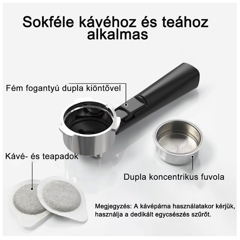 Kaif Style manuális eszpresszó kávégép, 1.5lit, 850W, 15bar - rozsdamentes acél/fekete (CM5403A-GS) Kaif Style manuális eszpresszó kávégép, 1.5lit, 850W, 15bar - rozsdamentes acél/fekete (CM5403A-GS)