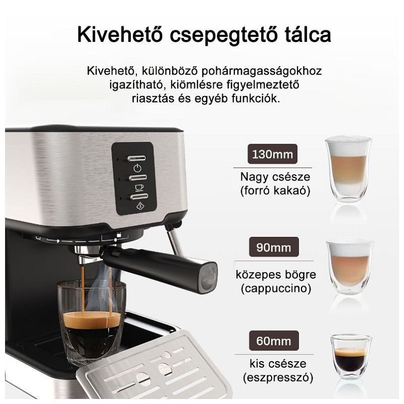 Kaif Style manuális eszpresszó kávégép, 1.5lit, 850W, 15bar - rozsdamentes acél/fekete (CM5403A-GS) Kaif Style manuális eszpresszó kávégép, 1.5lit, 850W, 15bar - rozsdamentes acél/fekete (CM5403A-GS)