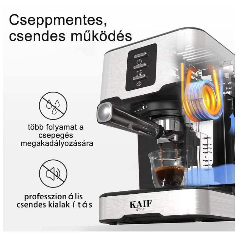 Kaif Style manuális eszpresszó kávégép, 1.5lit, 850W, 15bar - rozsdamentes acél/fekete (CM5403A-GS) Kaif Style manuális eszpresszó kávégép, 1.5lit, 850W, 15bar - rozsdamentes acél/fekete (CM5403A-GS)