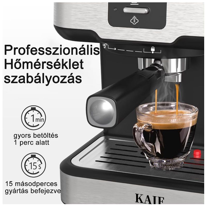 Kaif Style manuális eszpresszó kávégép, 1.5lit, 850W, 15bar - rozsdamentes acél/fekete (CM5403A-GS) Kaif Style manuális eszpresszó kávégép, 1.5lit, 850W, 15bar - rozsdamentes acél/fekete (CM5403A-GS)