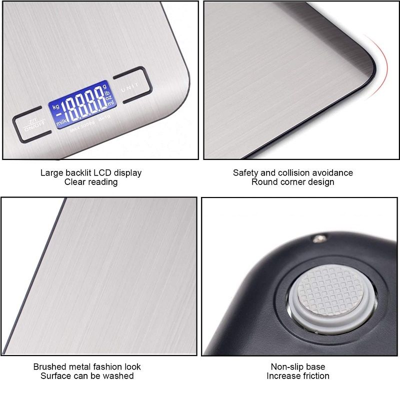 Viboos KS-002 digitális konyhai mérleg, 5 kg-ig, led kijelzővel - rozsdamentes acél Viboos KS-002 digitális konyhai mérleg, 5 kg-ig, led kijelzővel - rozsdamentes acél