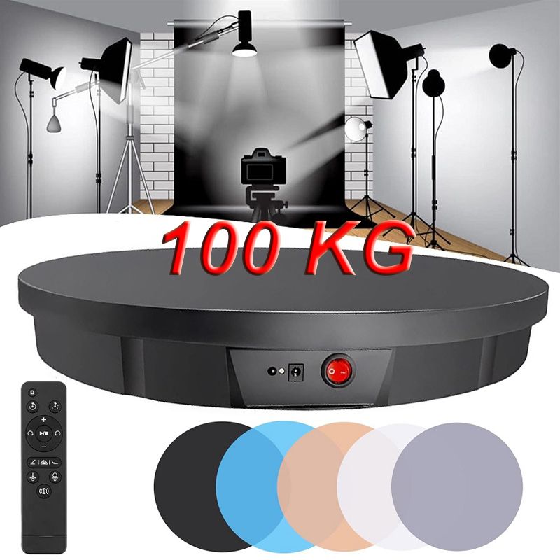 Elektromos termékforgató állvány, 360°, távirányítóval, 52cm, 100 kg-os teherbírással - fekete Elektromos termékforgató állvány, 360°, távirányítóval, 52cm, 100 kg-os teherbírással - fekete