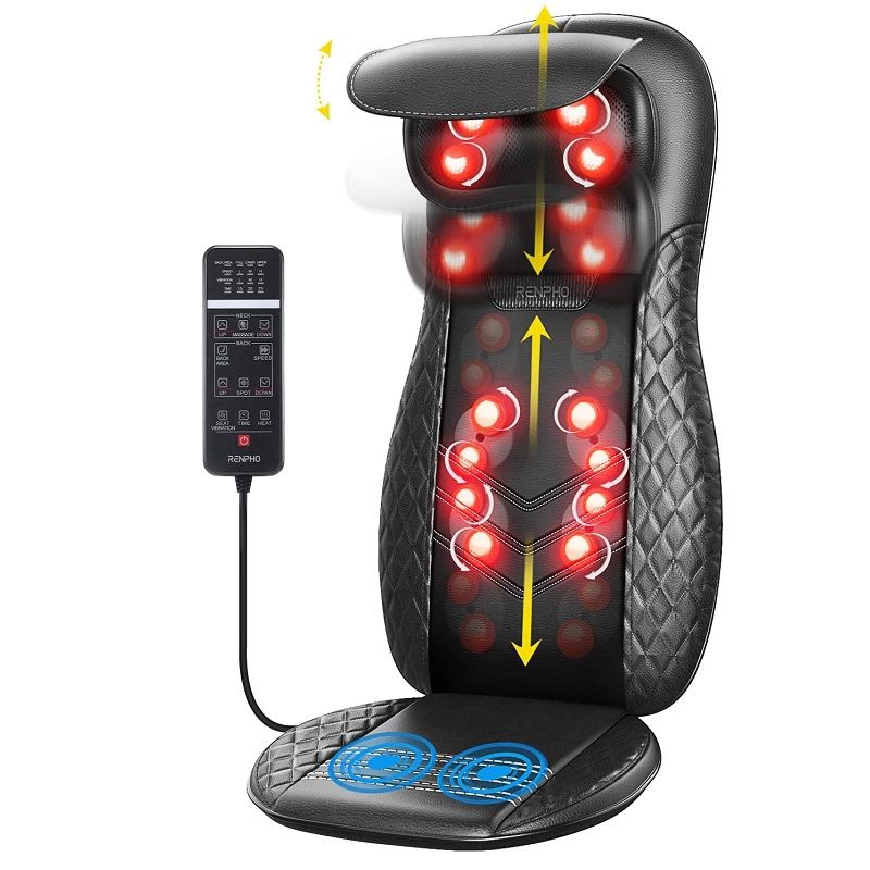 Renpho RF-BM066 masszázsülés, shiatsu masszázshoz, fűtéssel, távirányítóval, 60W, 220V - fekete Renpho RF-BM066 masszázsülés, shiatsu masszázshoz, fűtéssel, távirányítóval, 60W, 220V - fekete