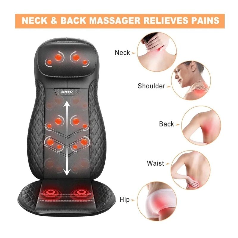Renpho RF-BM066 masszázsülés, shiatsu masszázshoz, fűtéssel, távirányítóval, 60W, 220V - fekete Renpho RF-BM066 masszázsülés, shiatsu masszázshoz, fűtéssel, távirányítóval, 60W, 220V - fekete