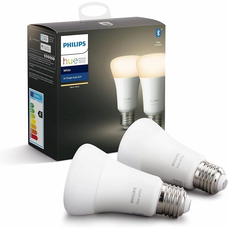 Philips Hue White okos led fényforrás, bluetooth, hangvezérlés, 2db, E27, 2700K, 9W (929001821605) Philips Hue White okos led fényforrás, bluetooth, hangvezérlés, 2db, E27, 2700K, 9W (929001821605)