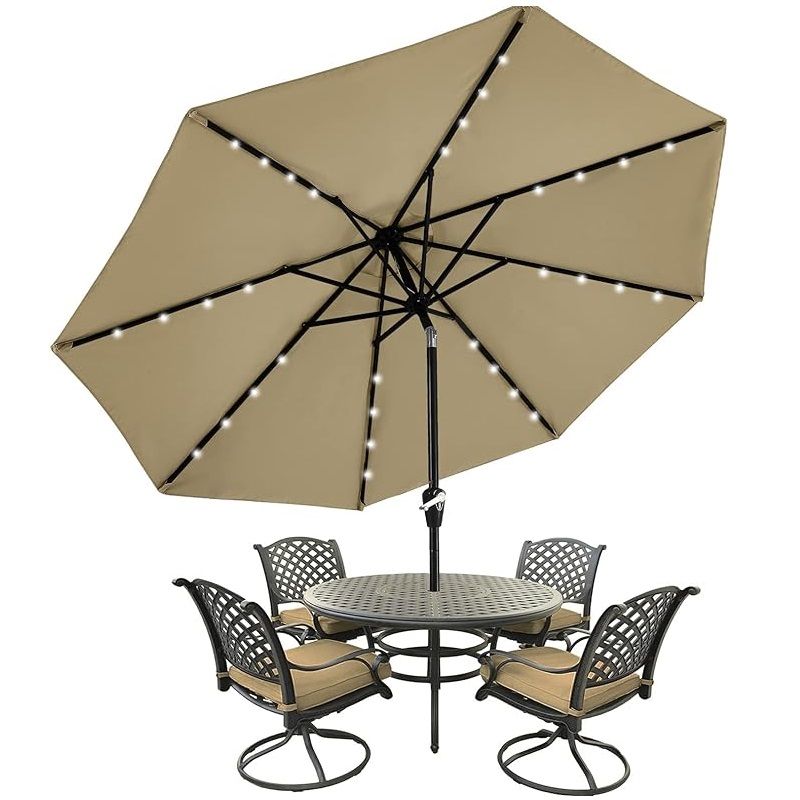 ABCCanopy kerti napernyő, napelemes led világítással, szellőztetővel, 2.3m - khaki ABCCanopy kerti napernyő, napelemes led világítással, szellőztetővel, 2.3m - khaki