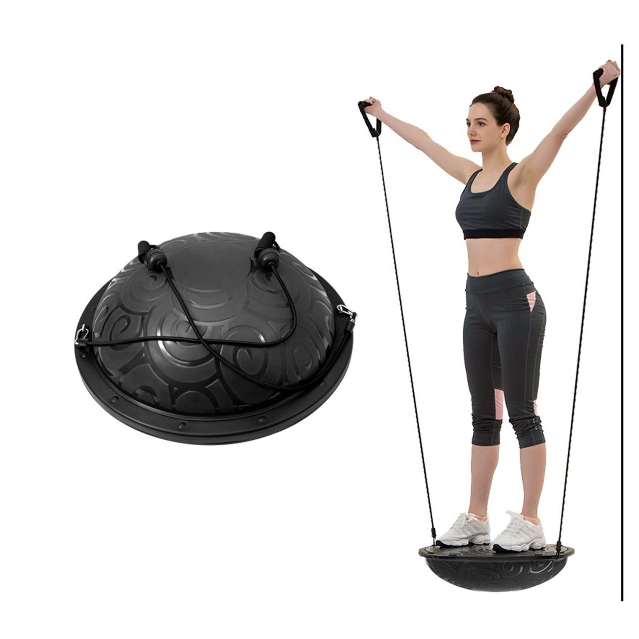 Whipr egyensúly labda, expanderrel és pumpával, 46cm, 130kg - fekete Whipr egyensúly labda, expanderrel és pumpával, 46cm, 130kg - fekete