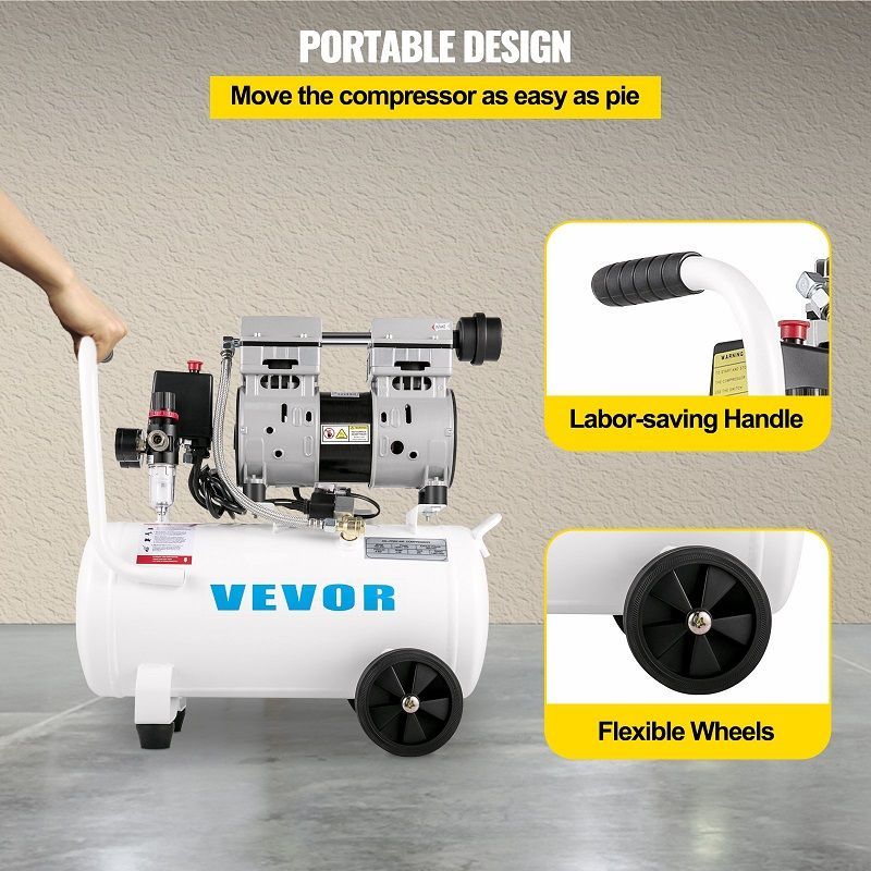 Vevor YM750-25 olajmentes kompresszor, 25lit, 750W, 8bar - fehér Vevor YM750-25 olajmentes kompresszor, 25lit, 750W, 8bar - fehér