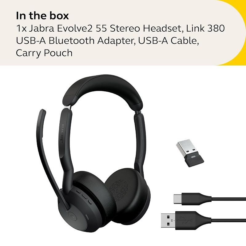 Jabra Evolve2 55 Link380a MS Stereo vezeték nélküli fejhallgató, mikrofonnal (25599-999-999) Jabra Evolve2 55 Link380a MS Stereo vezeték nélküli fejhallgató, mikrofonnal (25599-999-999)