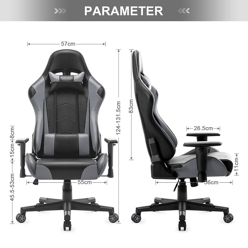 IWMH ergonomikus gamer szék, forgószék, 150kg - szürke/fekete (D1001001B04) IWMH ergonomikus gamer szék, forgószék, 150kg - szürke/fekete (D1001001B04)