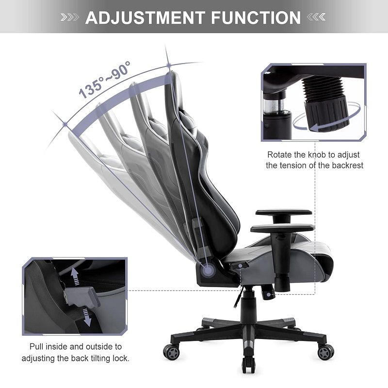IWMH ergonomikus gamer szék, forgószék, 150kg - szürke/fekete (D1001001B04) IWMH ergonomikus gamer szék, forgószék, 150kg - szürke/fekete (D1001001B04)