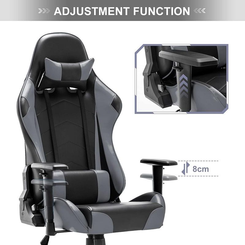 IWMH ergonomikus gamer szék, forgószék, 150kg - szürke/fekete (D1001001B04) IWMH ergonomikus gamer szék, forgószék, 150kg - szürke/fekete (D1001001B04)
