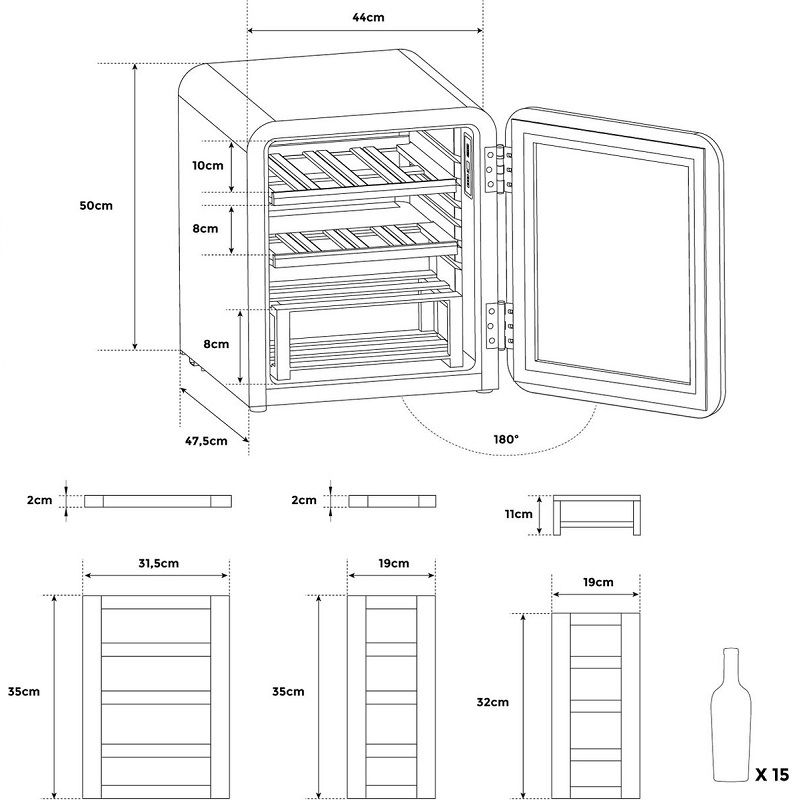Create Retro M borhűtő, 48l, 12-15 üveg részére - krém (107851-219141) Create Retro M borhűtő, 48l, 12-15 üveg részére - krém (107851-219141)