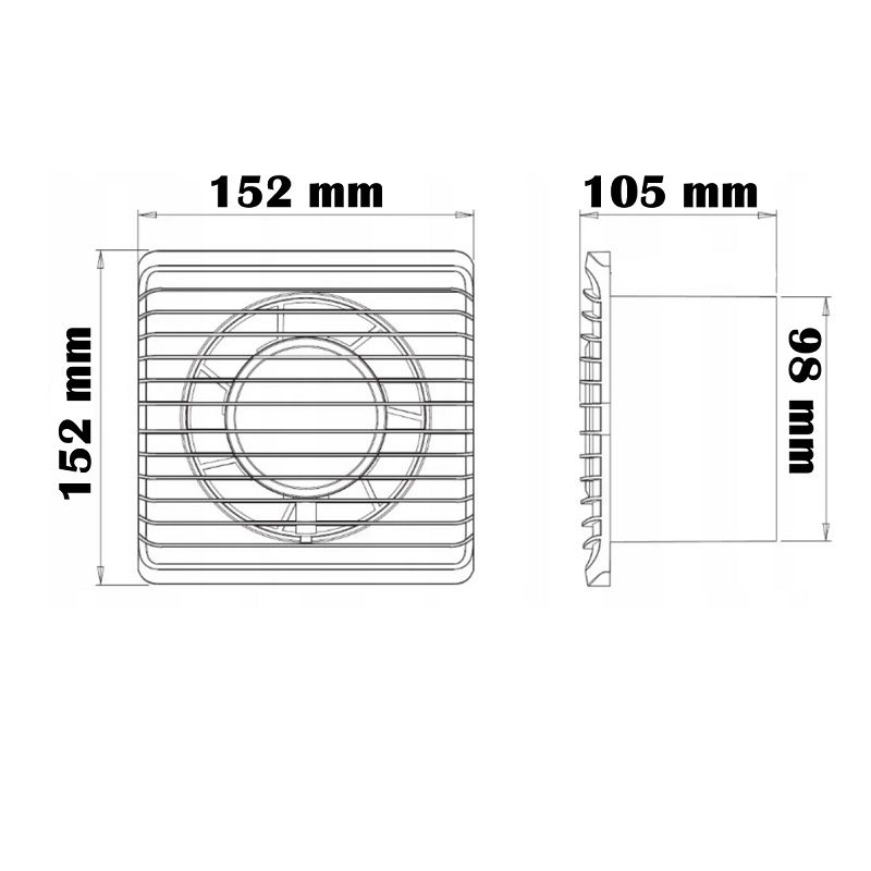 Ledme szellőztető ventilátor, 15W, IP44, 152x152mm - fehér (LM9018) Ledme szellőztető ventilátor, 15W, IP44, 152x152mm - fehér (LM9018)