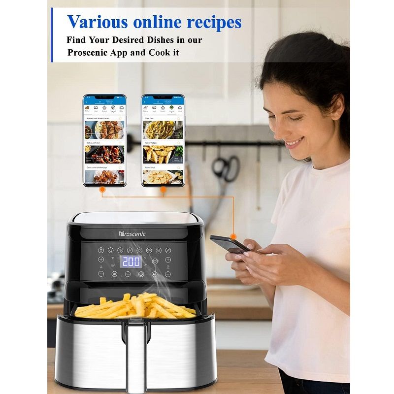 Proscenic T21 forrólevegős sütő, okos sütő, wifi kapcsolattal, 5.5l, 1700W - fekete Proscenic T21 forrólevegős sütő, okos sütő, wifi kapcsolattal, 5.5l, 1700W - fekete